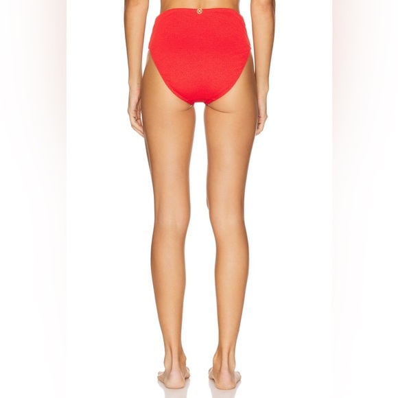 VIX Bela Hot Pants High Waist Bikini Bottom Size 8 Textured Red NWT - Picture 2 of 5
